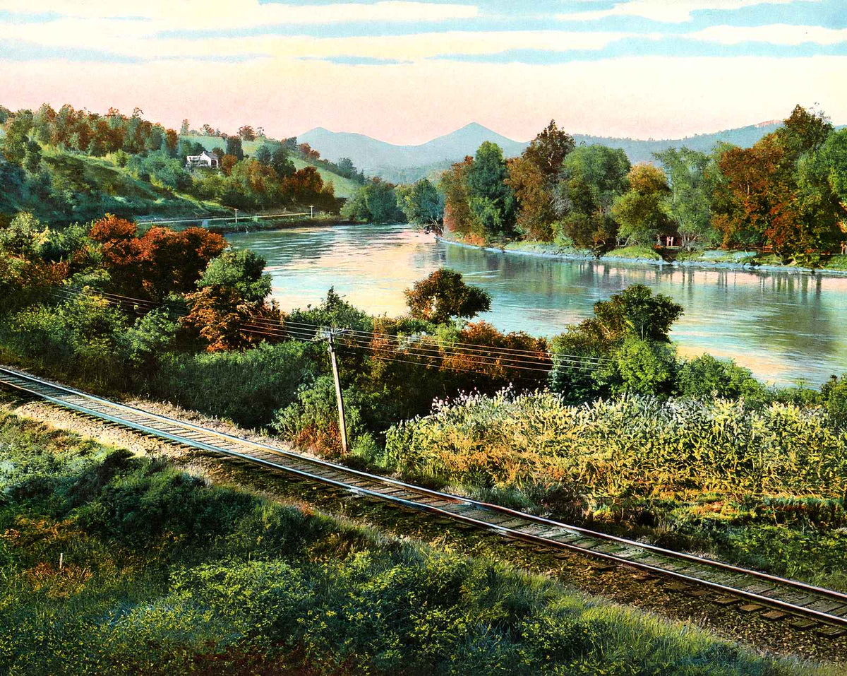 Along the French Broad River, Asheville, NC vintage print