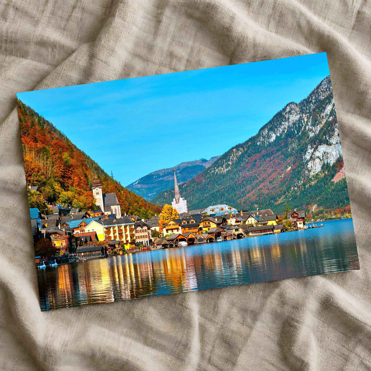 Hallstatt Village, Hallstatter See Lak, Alps Photo Print Wall Decor