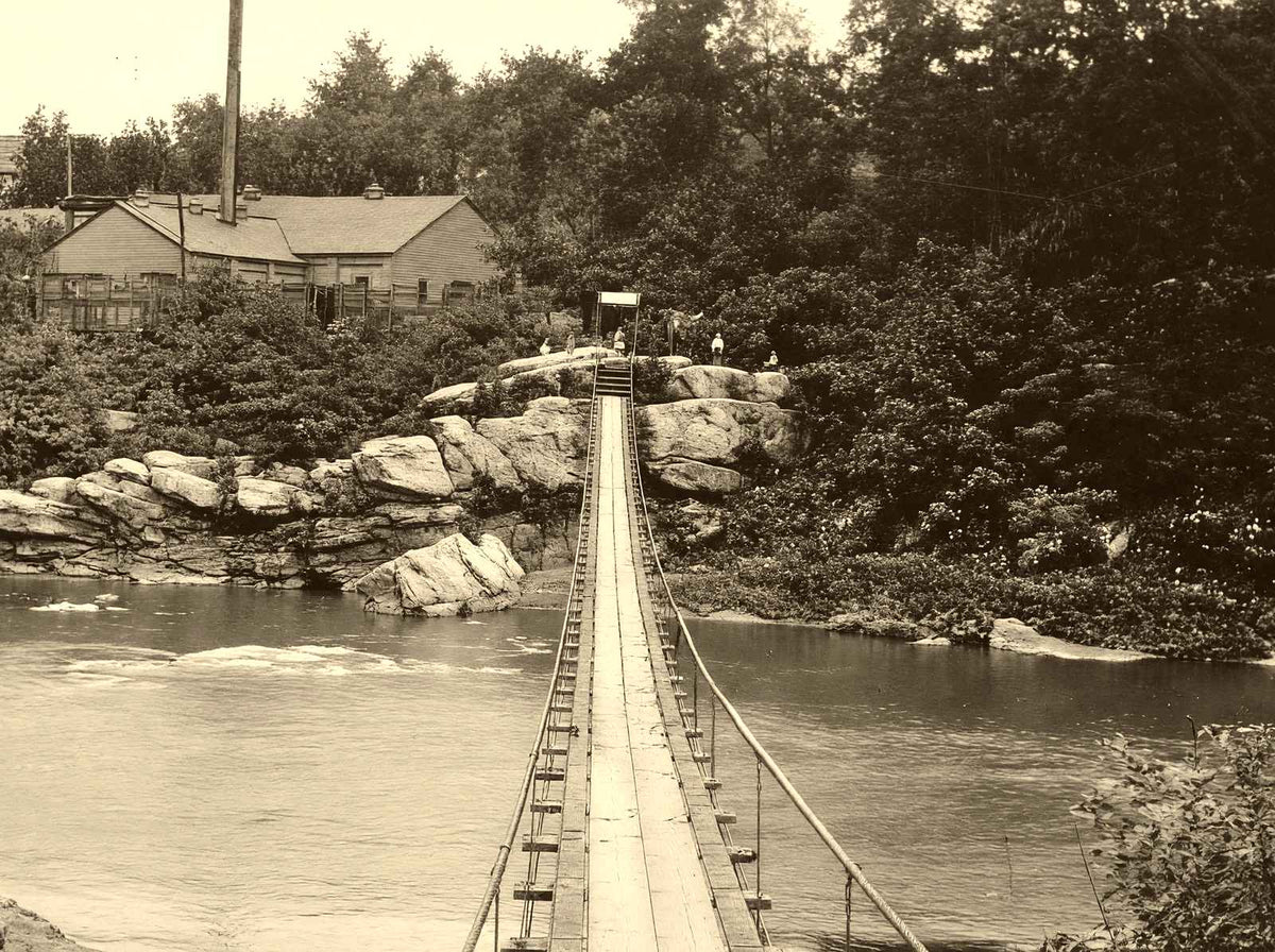 The Swinging Bridge, Connellsville, PA (1905) restored photo print