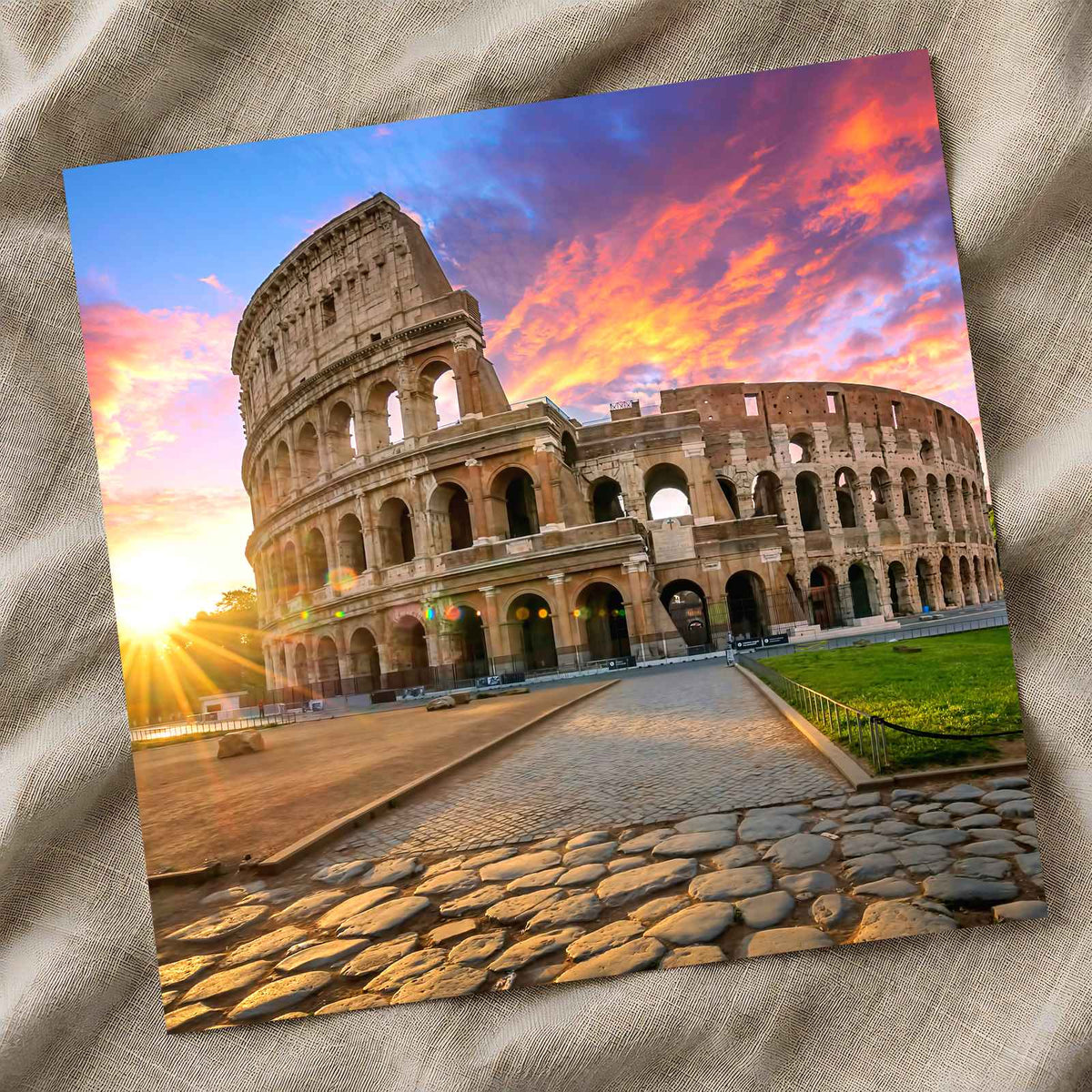 Colosseum in Rome with Morning Sun, Italy Photo Print Wall Decor
