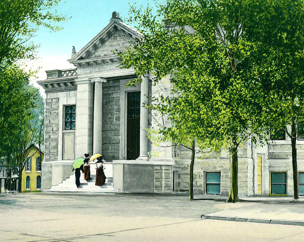 Public Library, Waukesha, WI in 1906 vintage print