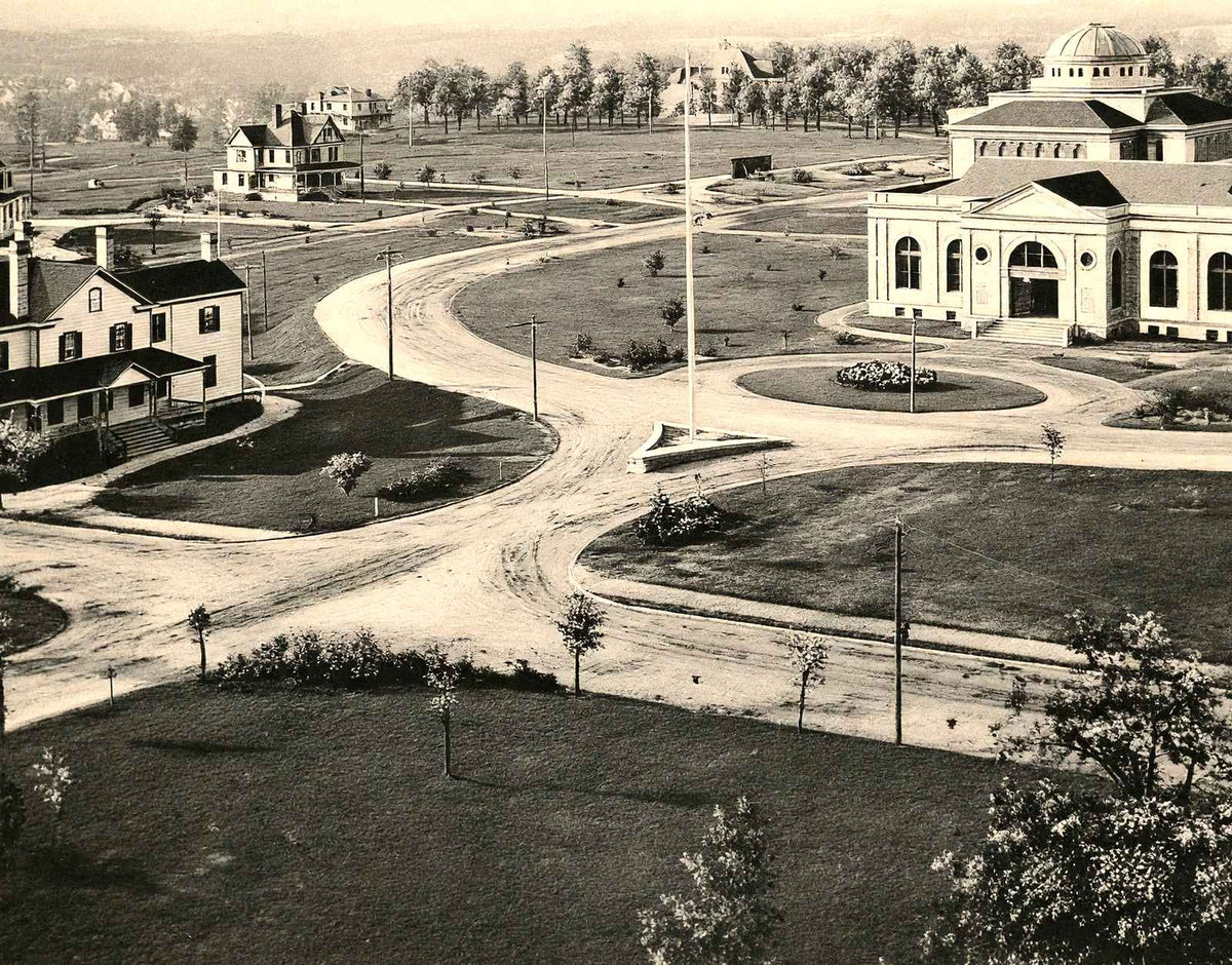 Trinity College Grounds, Durham, NC in 1907 vintage print