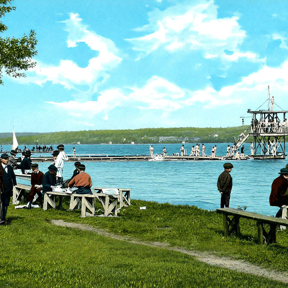 Waukesha Beach, WI in 1906 vintage print