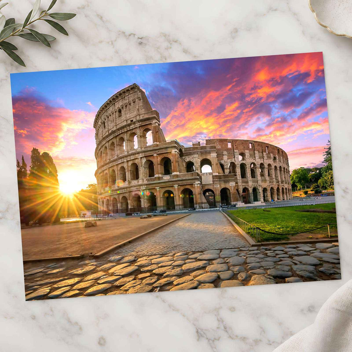 Colosseum in Rome with Morning Sun, Italy Photo Print Wall Decor