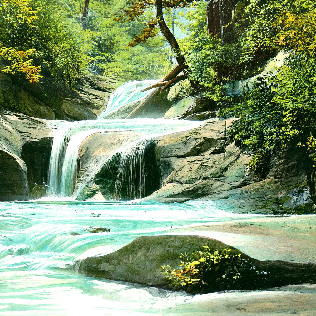 The Pools, Chimney Rock, NC in 1907 vintage print
