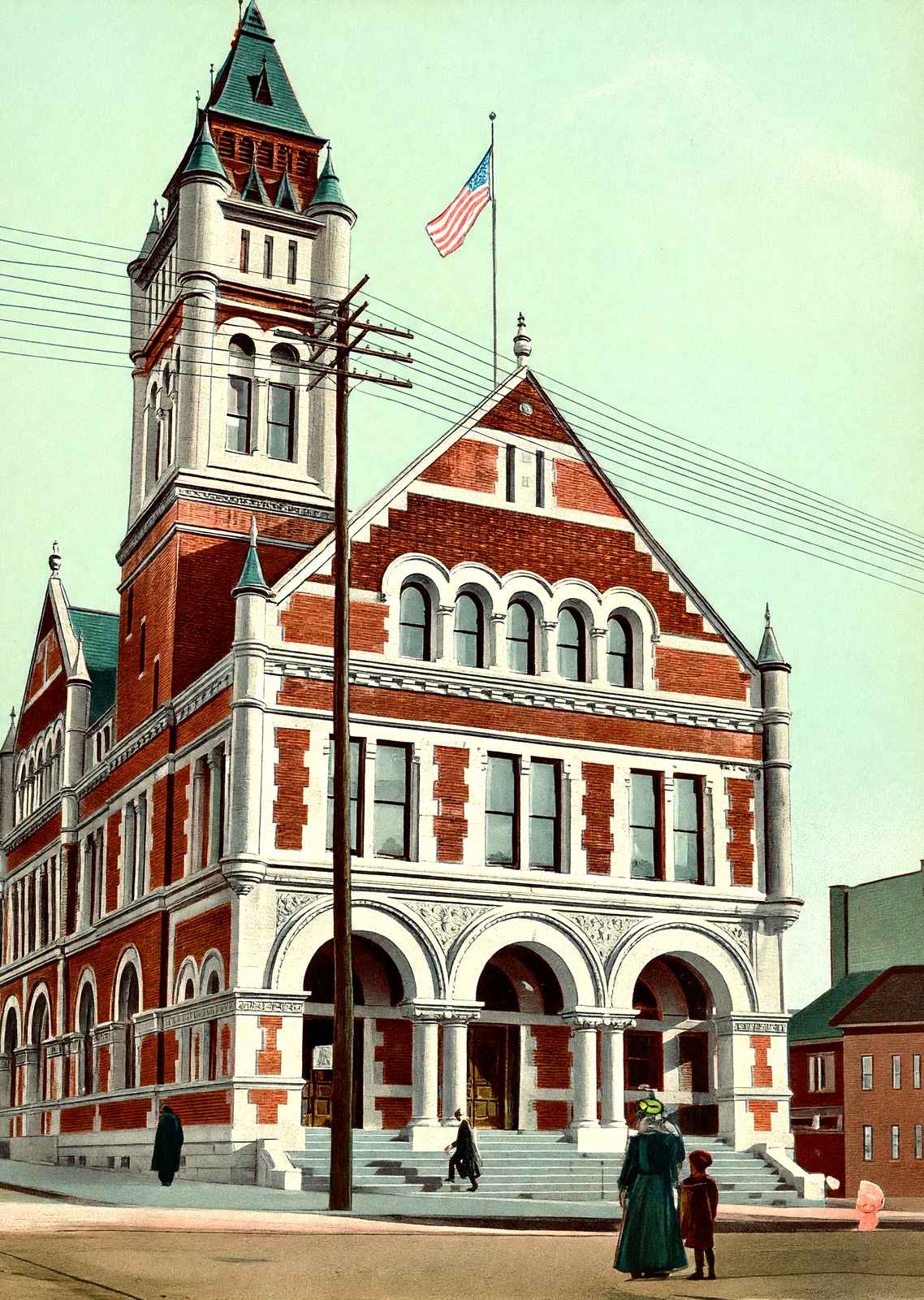 Post Office, Reading, PA in 1907 vintage print