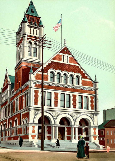 Post Office, Reading, PA in 1907 vintage print