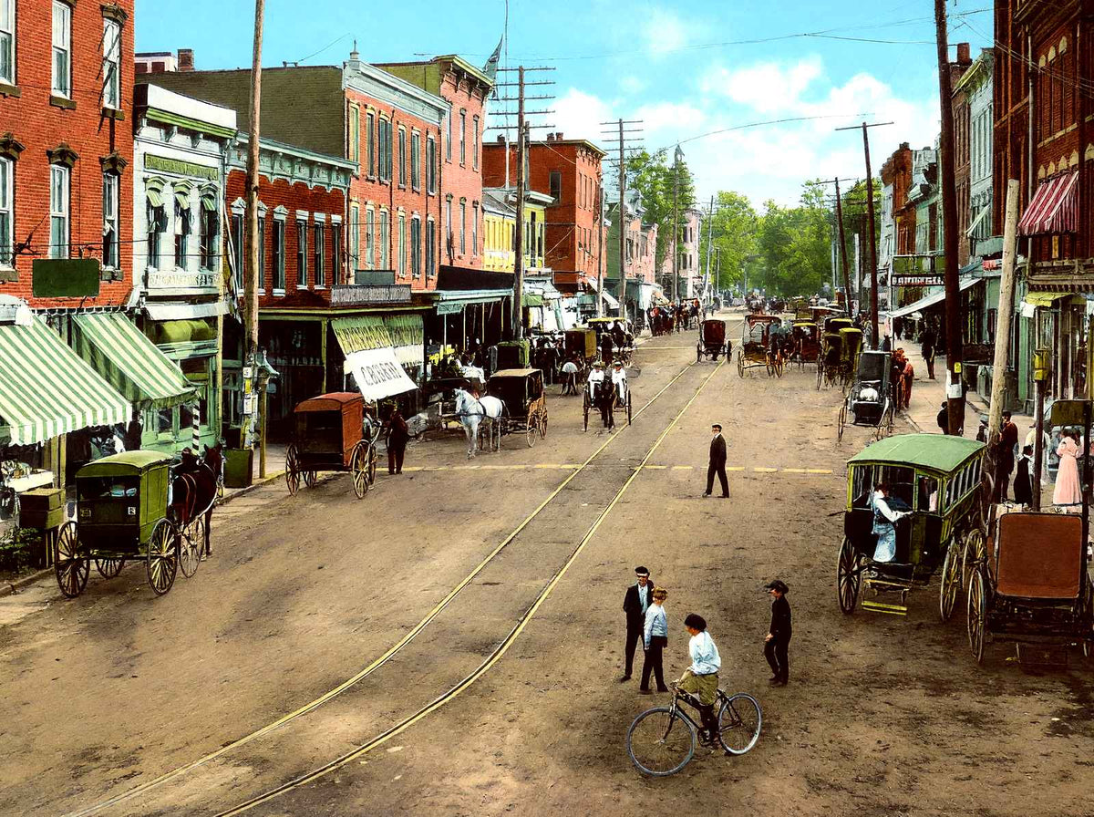 Broad Street, Red Bank, NJ in 1906 vintage print