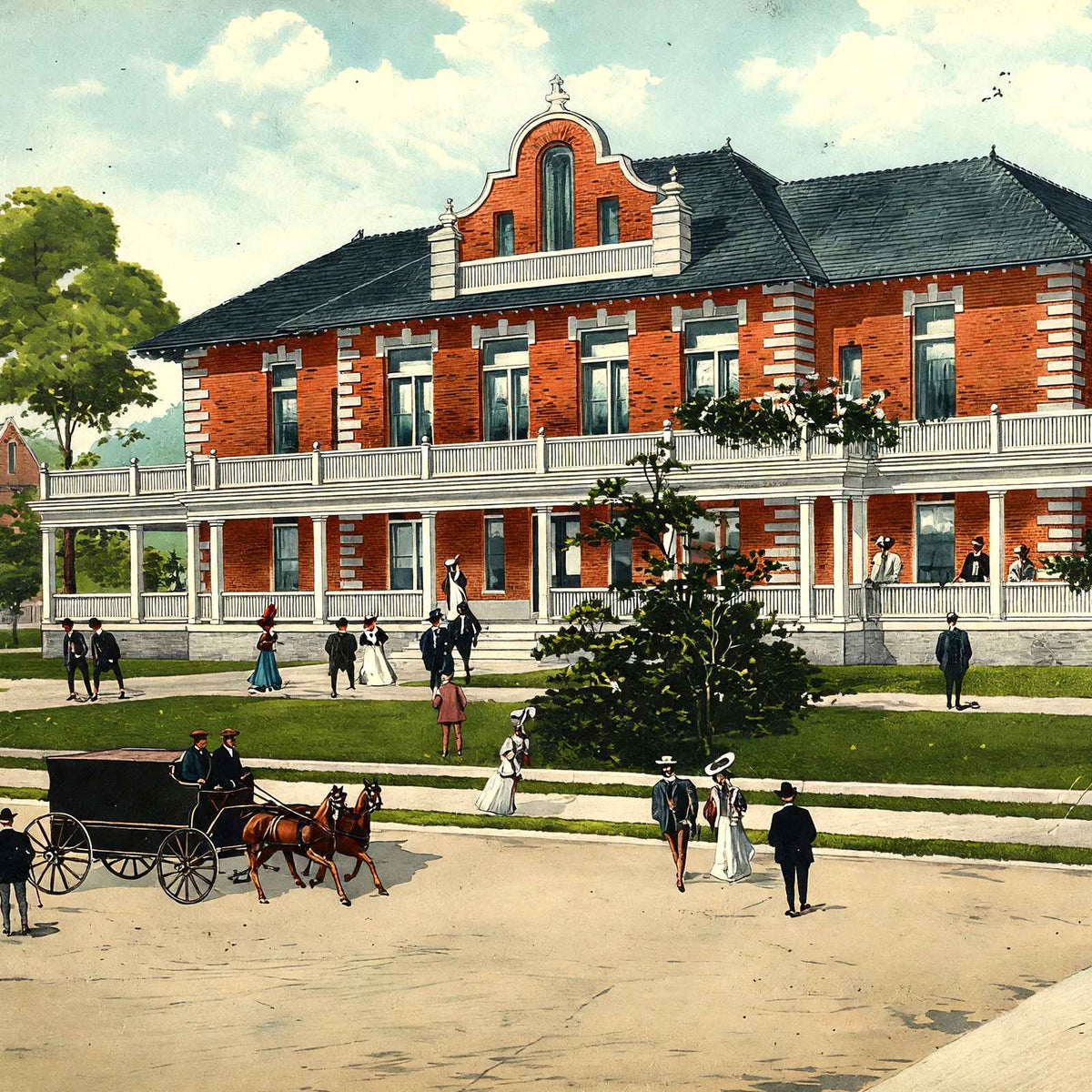 Snider Memorial Hospital, Salisbury, NC 1908 vintage print