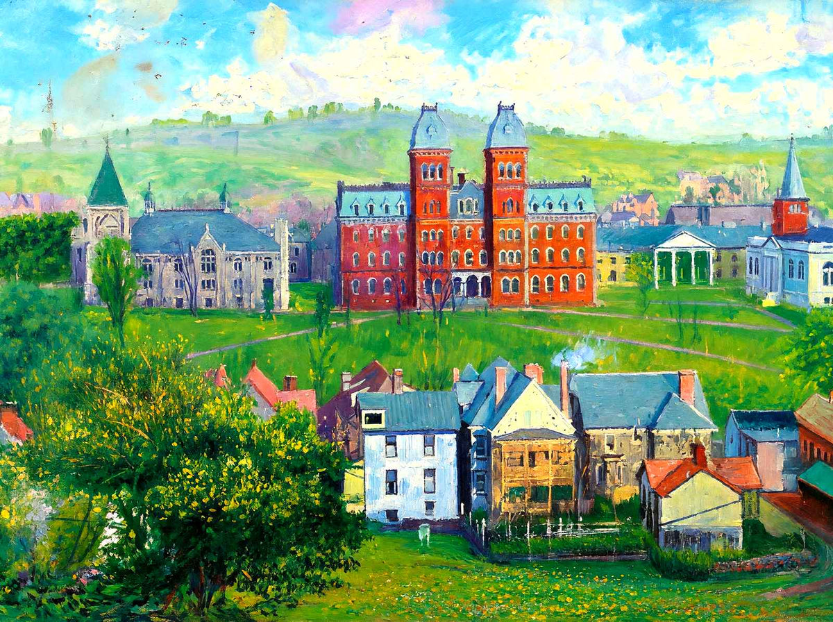 W & J College, Washington, PA in 1909 painting