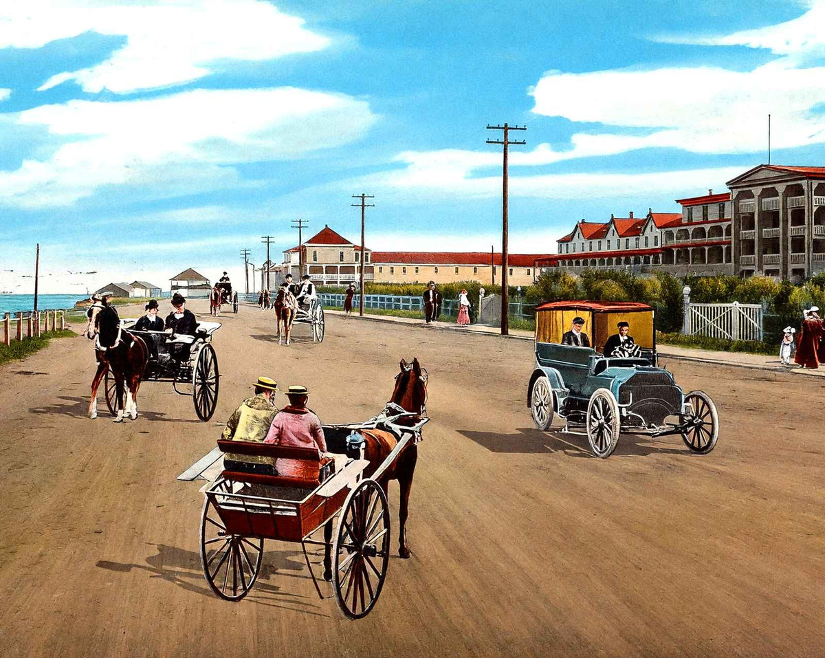 Ocean Avenue Looking West, Long Branch, NJ vintage print