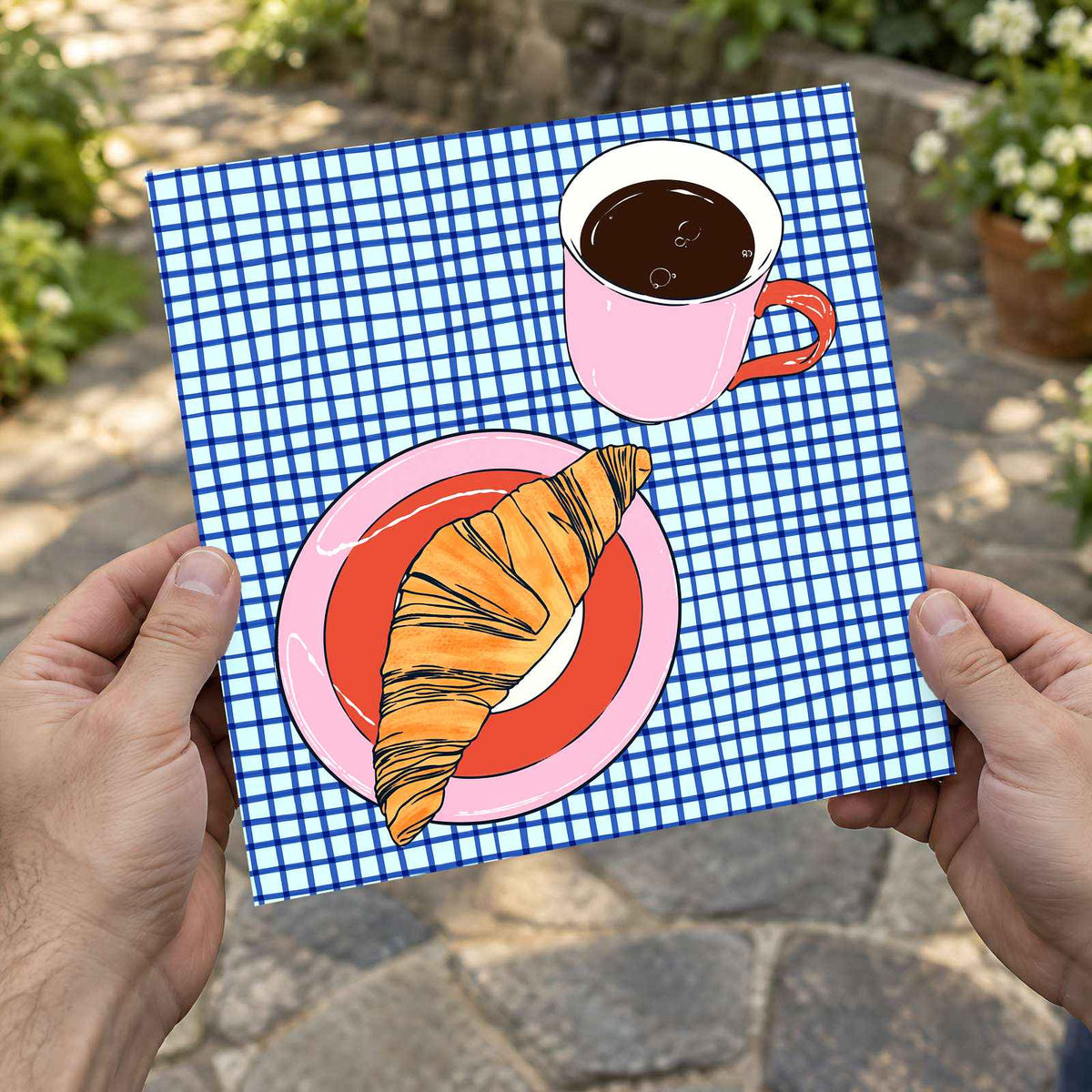 Cup of Coffee and Croissant by Beatriz Camaleão Art Print Wall Decor