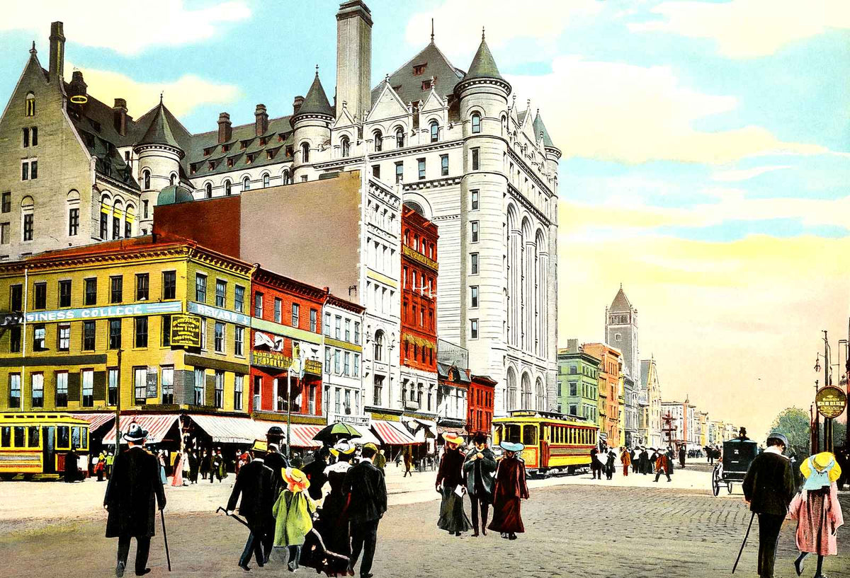 Broad Street from Market Street, Newark, NJ vintage print