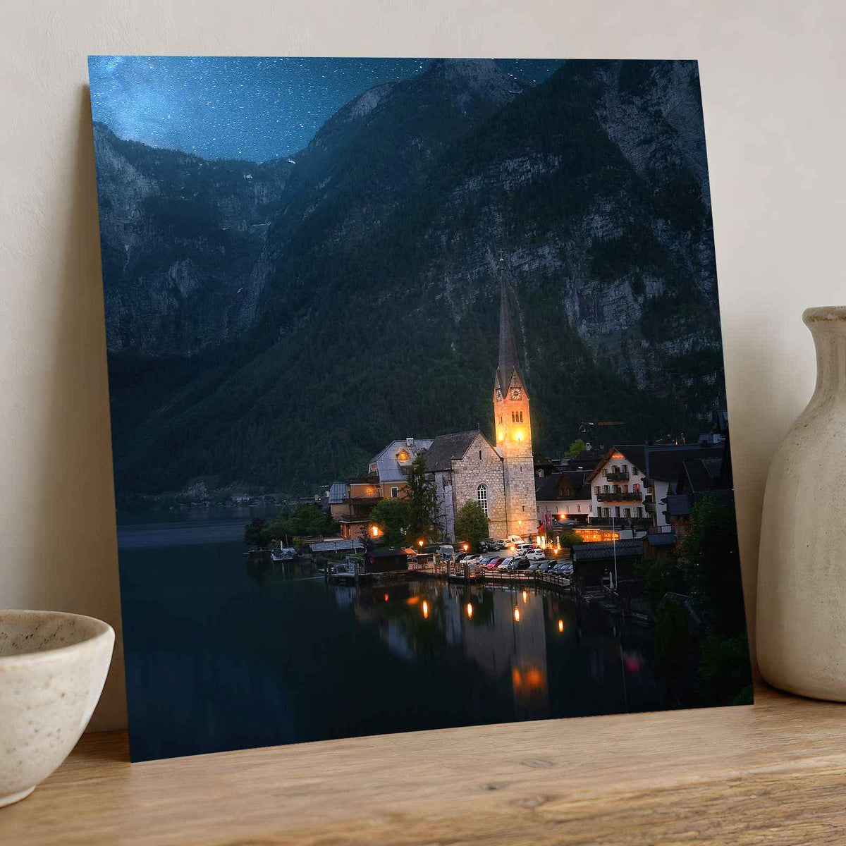 Small Town on Lake in Alps by Enis Can Ceyhan Photo Print Wall Decor
