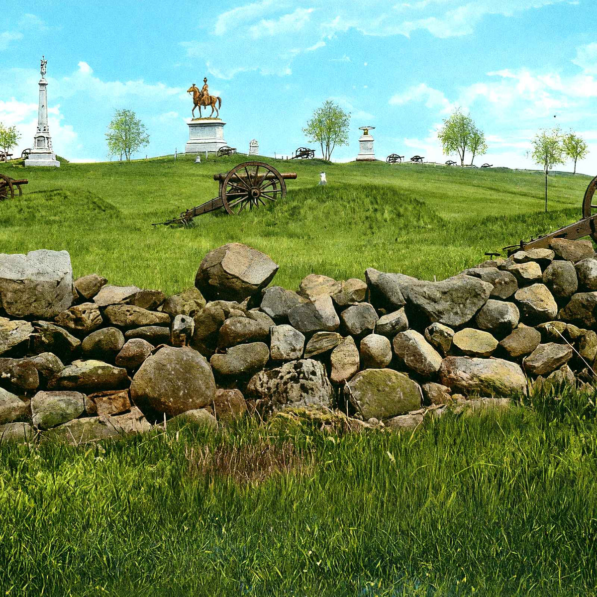 East Cemetery Hill, Gettysburg PA in 1906 vintage print