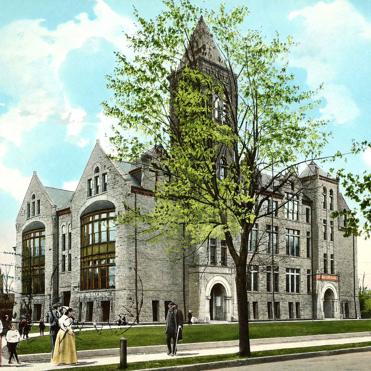 High School, Trenton, NJ in 1905 vintage print