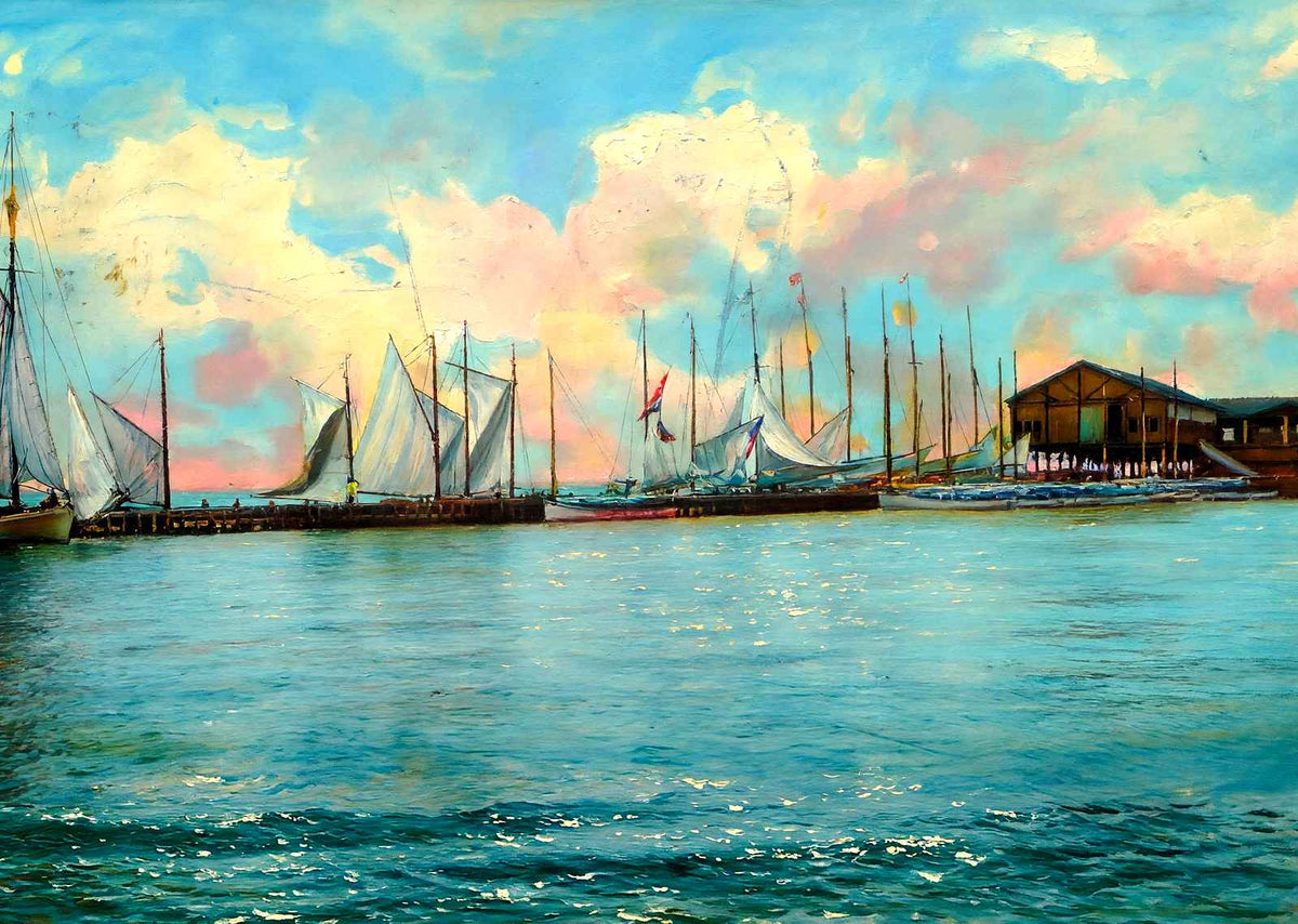 Inlet Boats, Atlantic City, NJ in 1901 art print