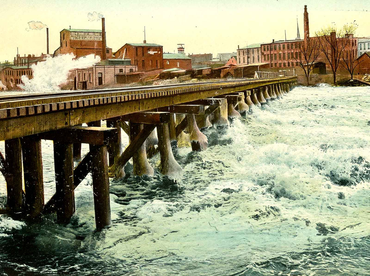 Below the Upper Dam, Janesville, WI in 1907 vintage print