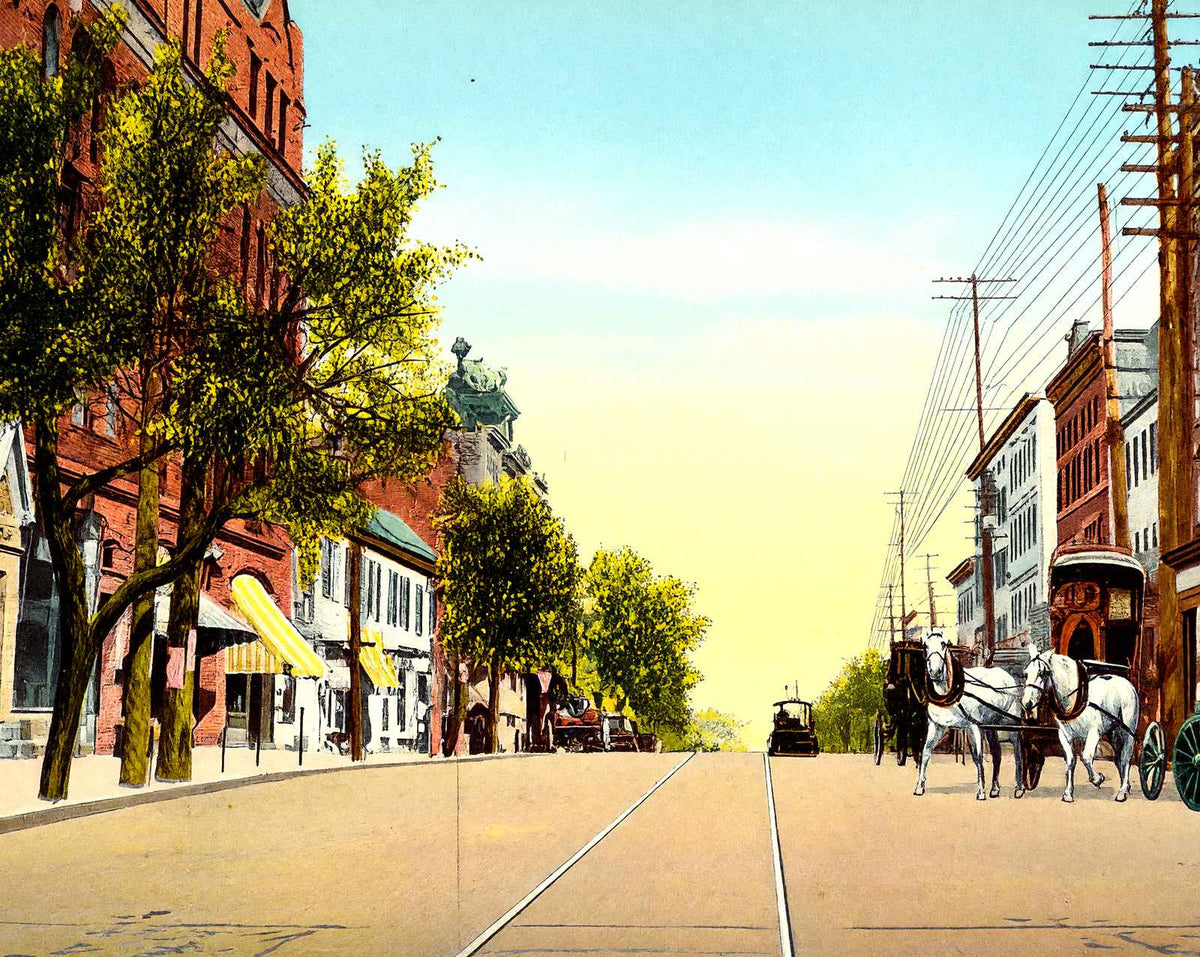 South Main Street, Bethlehem PA in 1912 vintage print