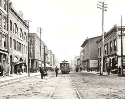 Main Street Looking East, Lock Haven, PA 1905 restored photo print