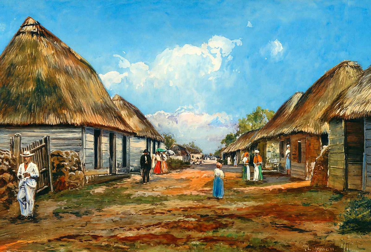 Street in a Cuban Village, Cuba in 1921 painting