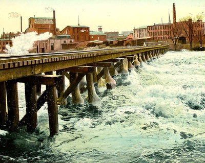 Below the Upper Dam, Janesville, WI in 1907 vintage print