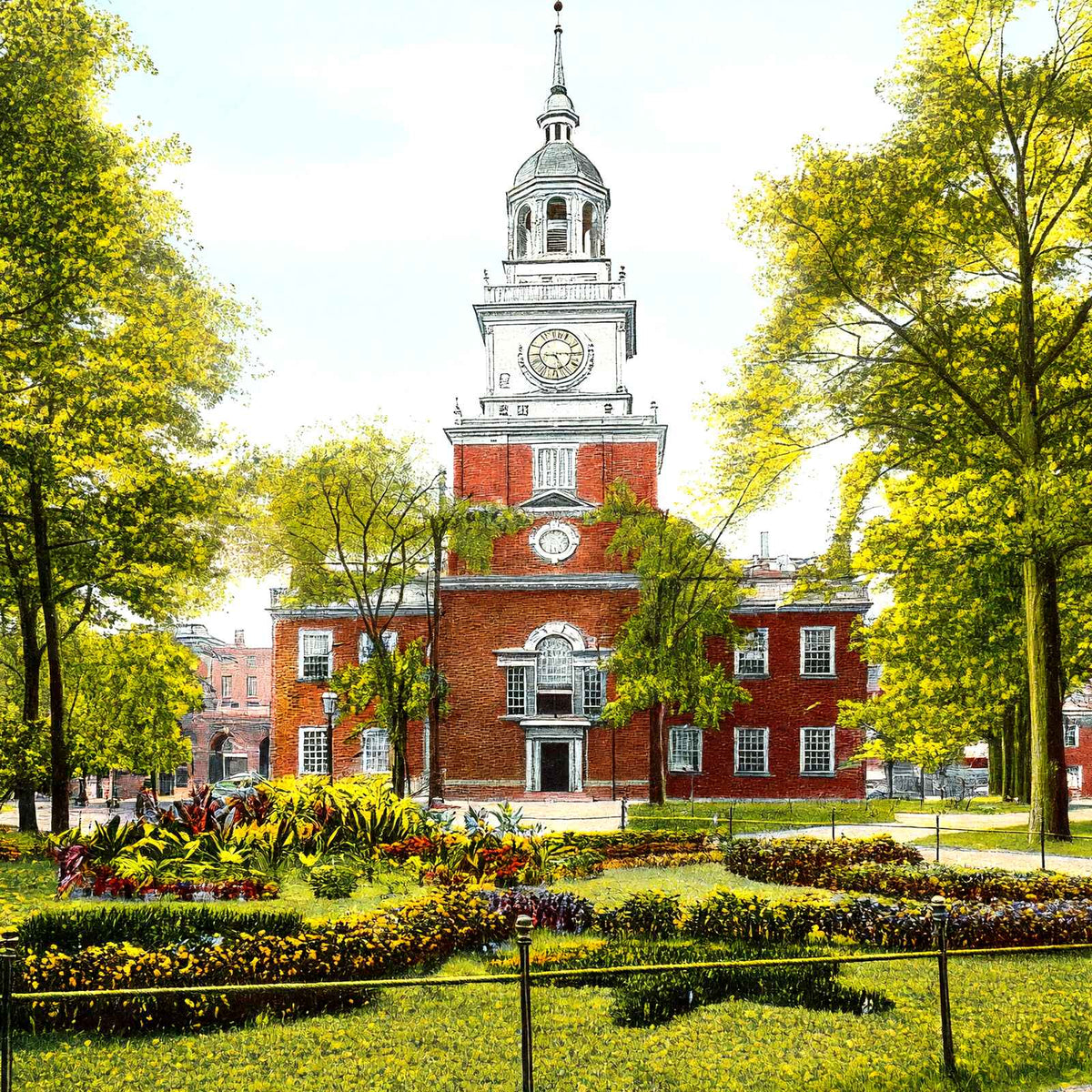 Independence Hall, Philadelphia PA in 1906 vintage print