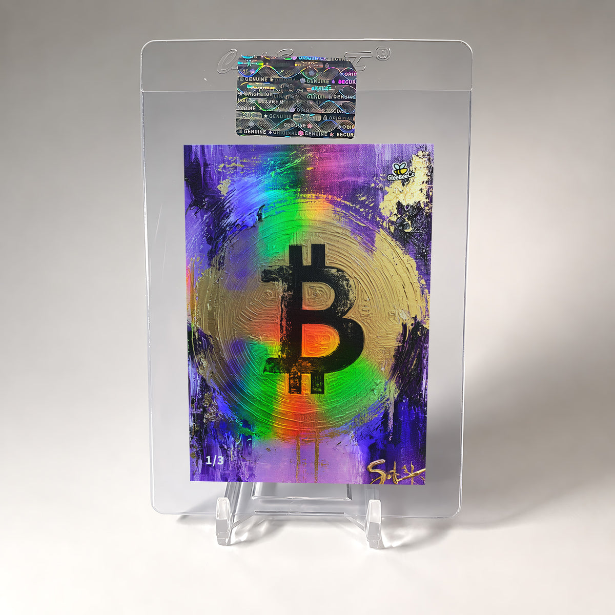 Gold Bitcoin Card Purple Paint Borderless 2026 GleeBeeCo Holo Assets /3 STUNNING