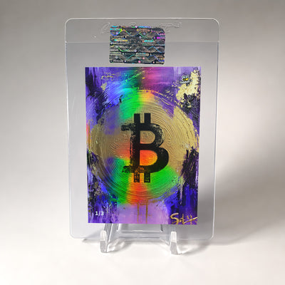 Gold Bitcoin Card Purple Paint Borderless 2026 GleeBeeCo Holo Assets /3 STUNNING