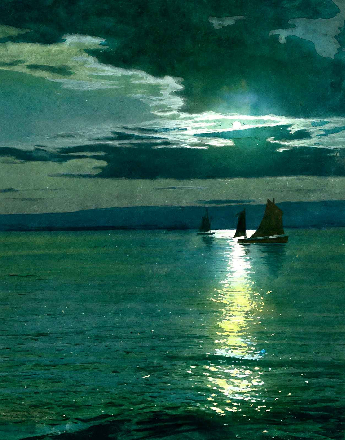 Moonlight on Superior Bay, Superior, WI 1906 art print