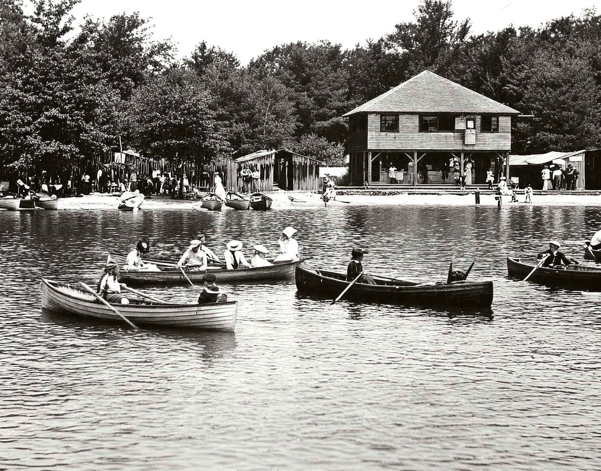 The Beach, Eagles Mere, PA in 1905 vintage photo print
