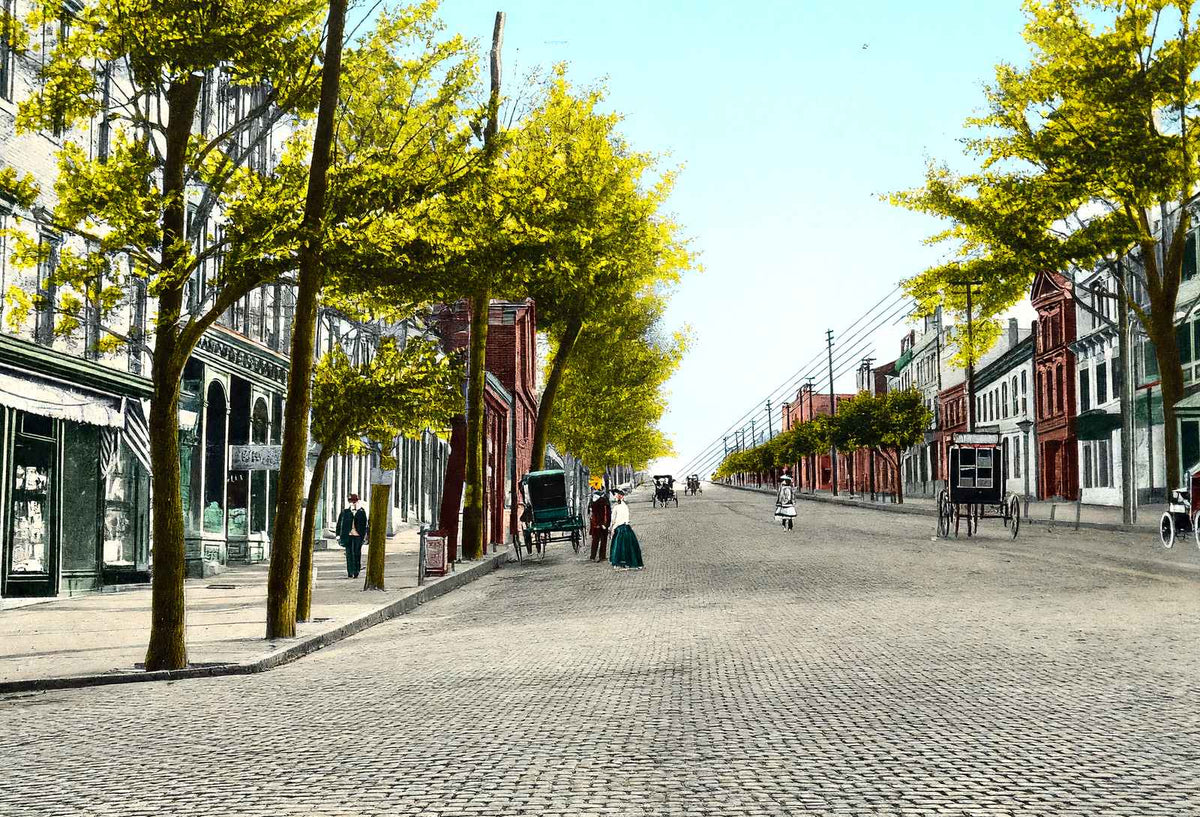 Broad Street, Bethlehem PA in 1912 vintage print