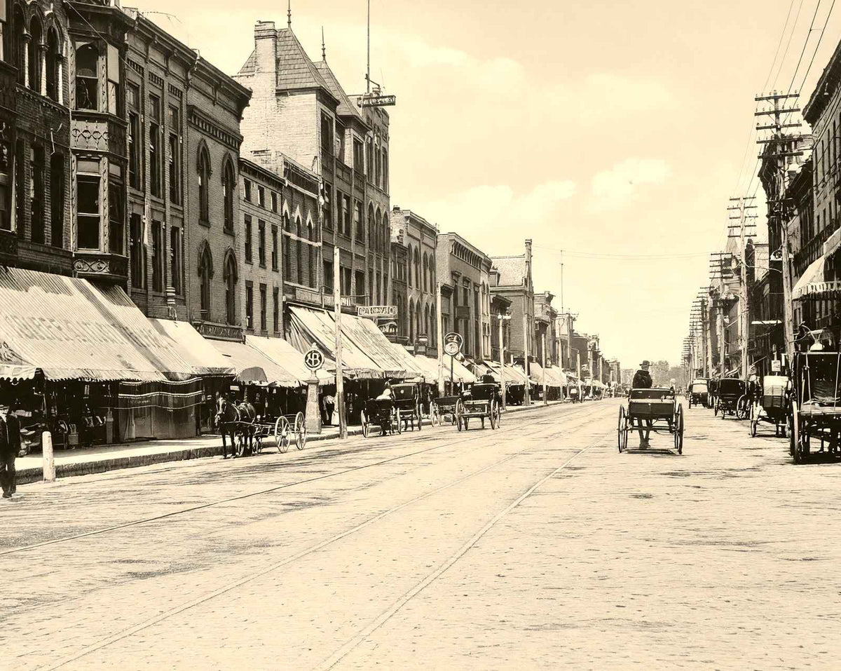 Main Street, Racine, WI in 1904 vintage print
