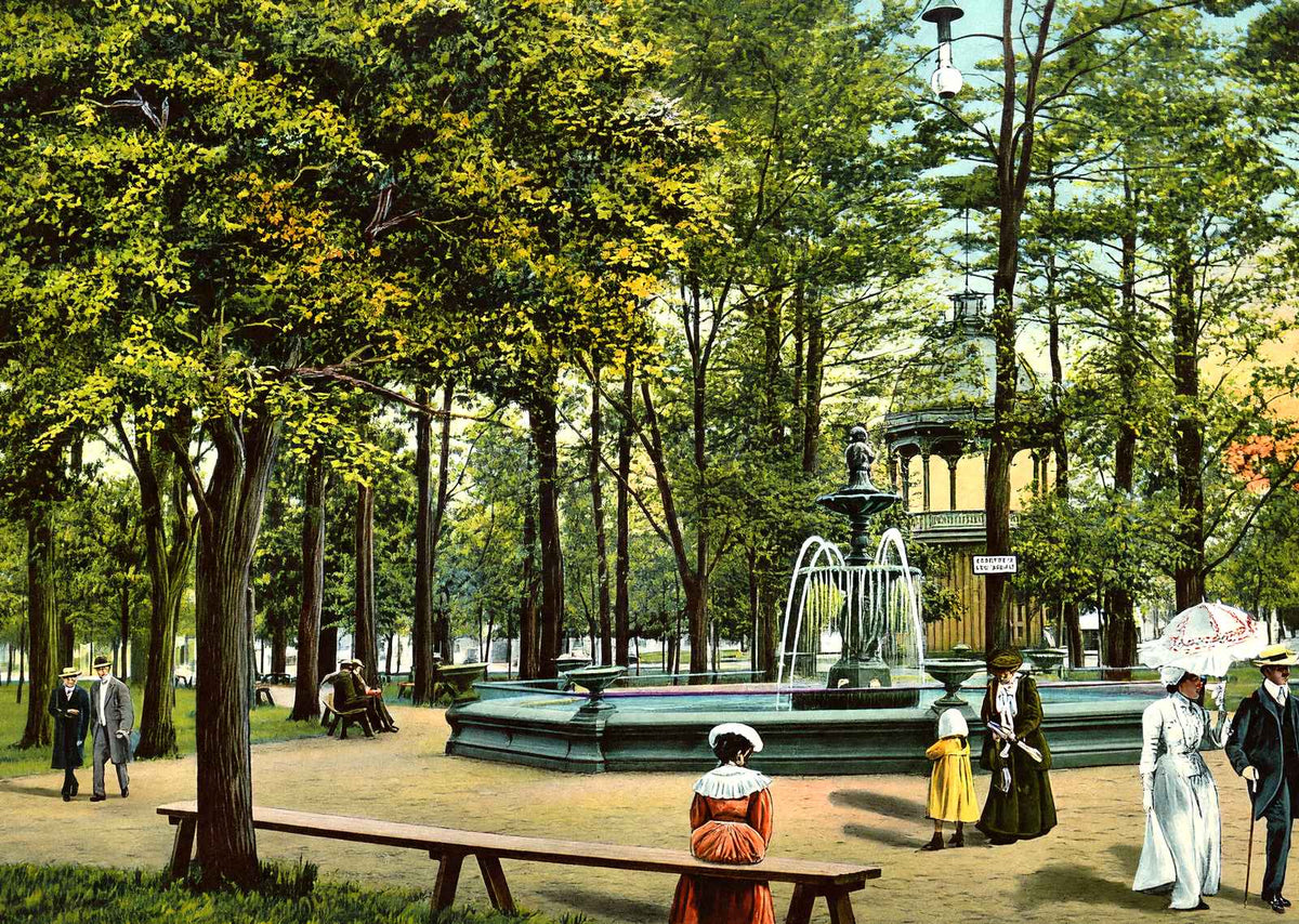 Fountain Park, Sheboygan, WI in 1907 vintage print