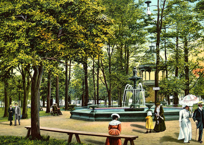 Fountain Park, Sheboygan, WI in 1907 vintage print