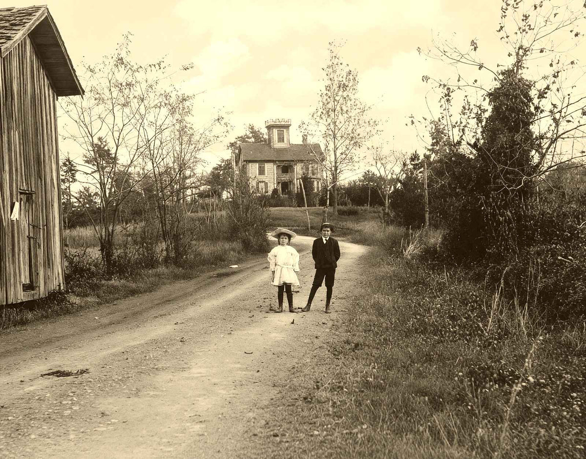 Macadamized Road and Home Near Salisbury, NC vintage print