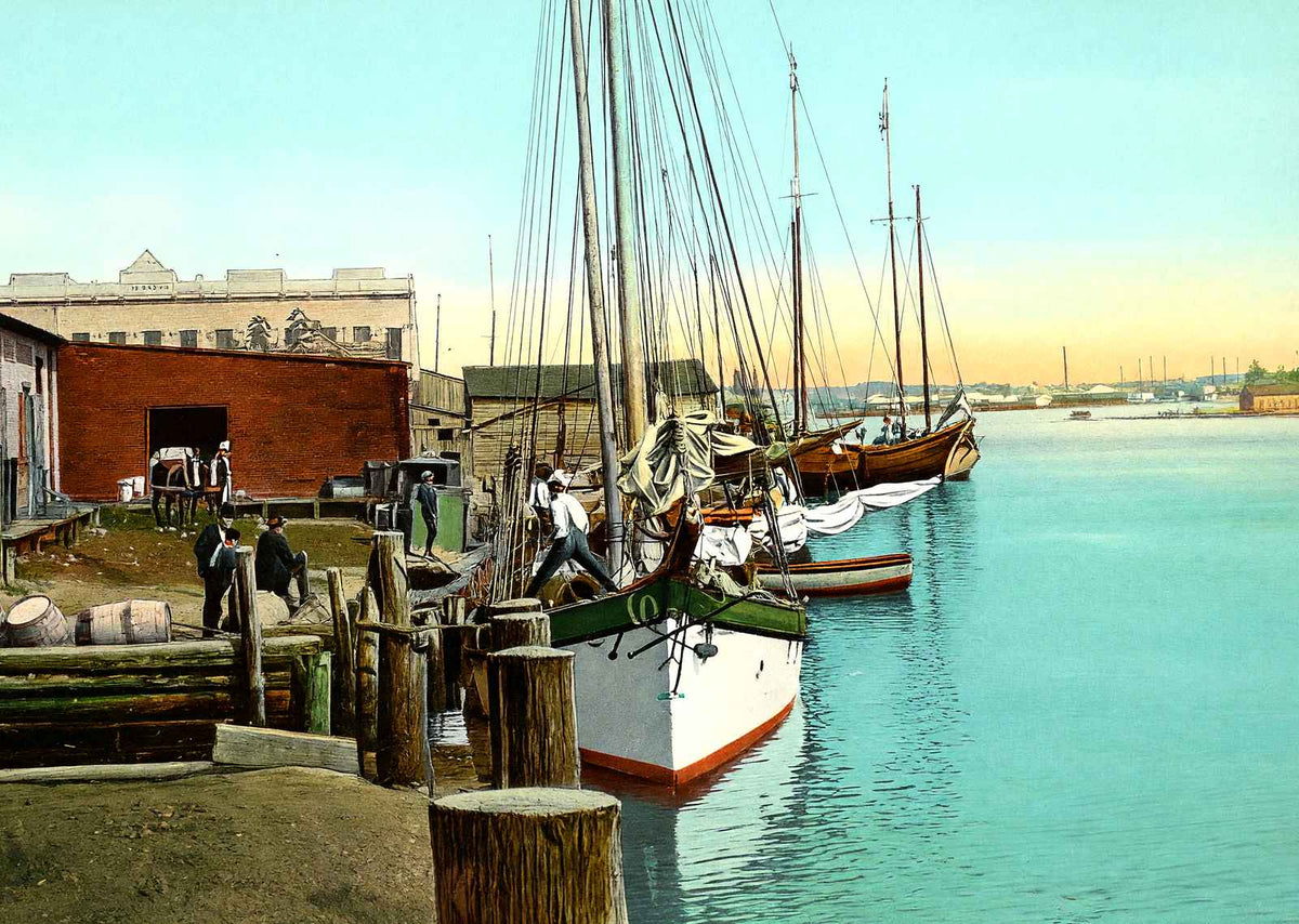 River Front, Elizabeth City, NC in 1907 vintage print