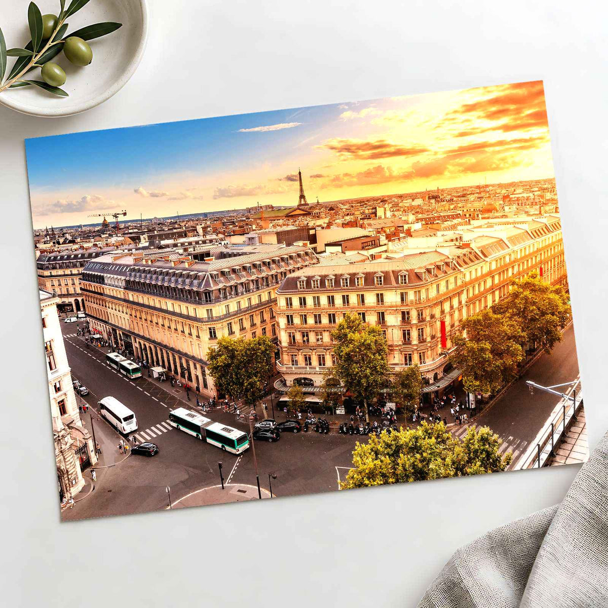 Paris Skyline with Eiffel Tower and Rooftops Photo Print Wall Decor
