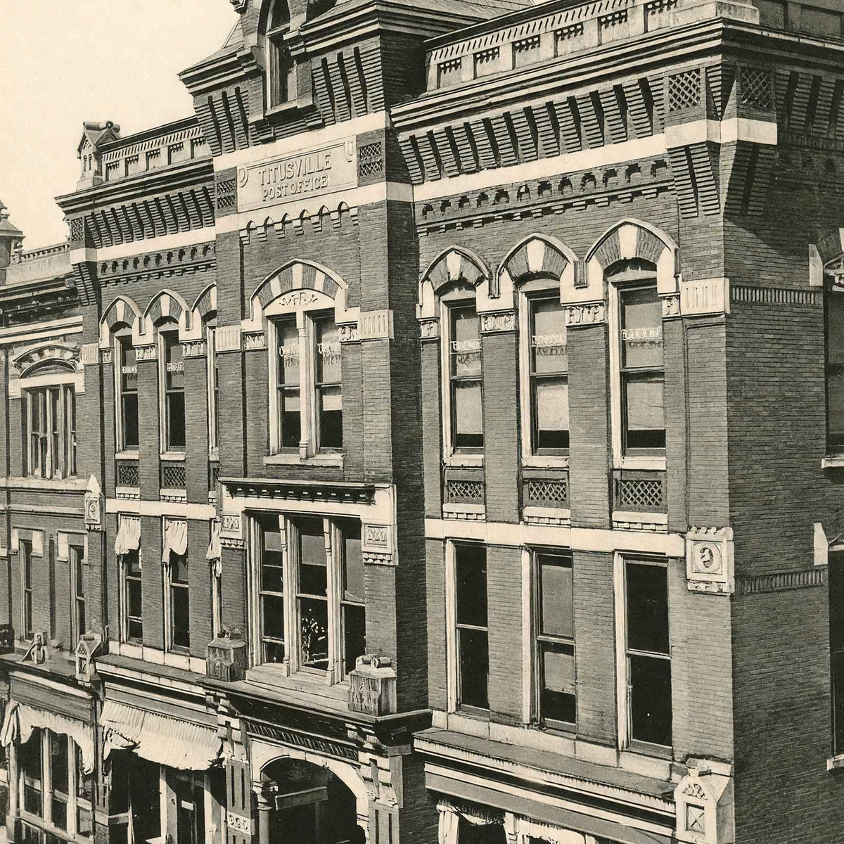 Titusville, PA Post Office in 1905 vintage print