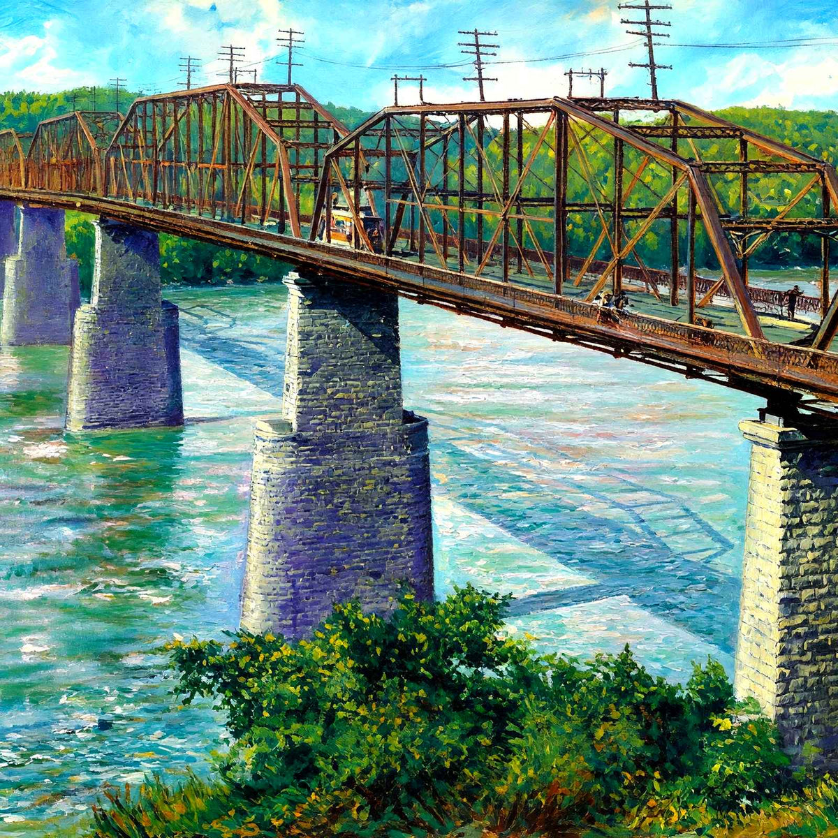 Tennessee River Bridge, Chattanooga, TN 1905 art print