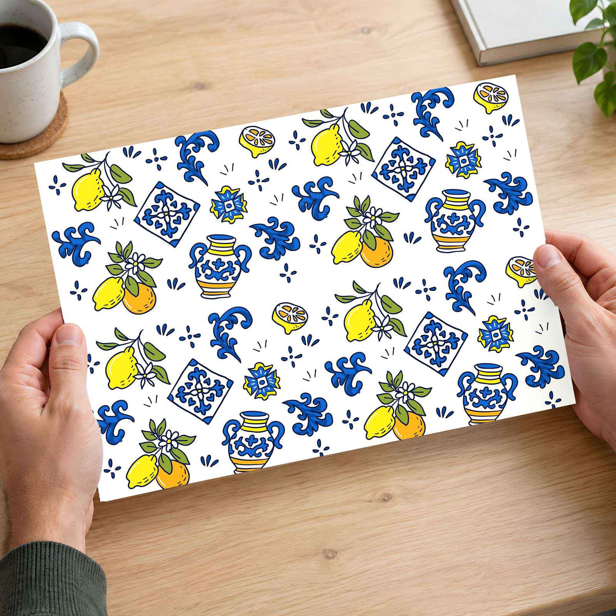 Mediterranean Pattern: Lemons, Oranges, Vases by Ian Mikraz Art Print Wall Decor