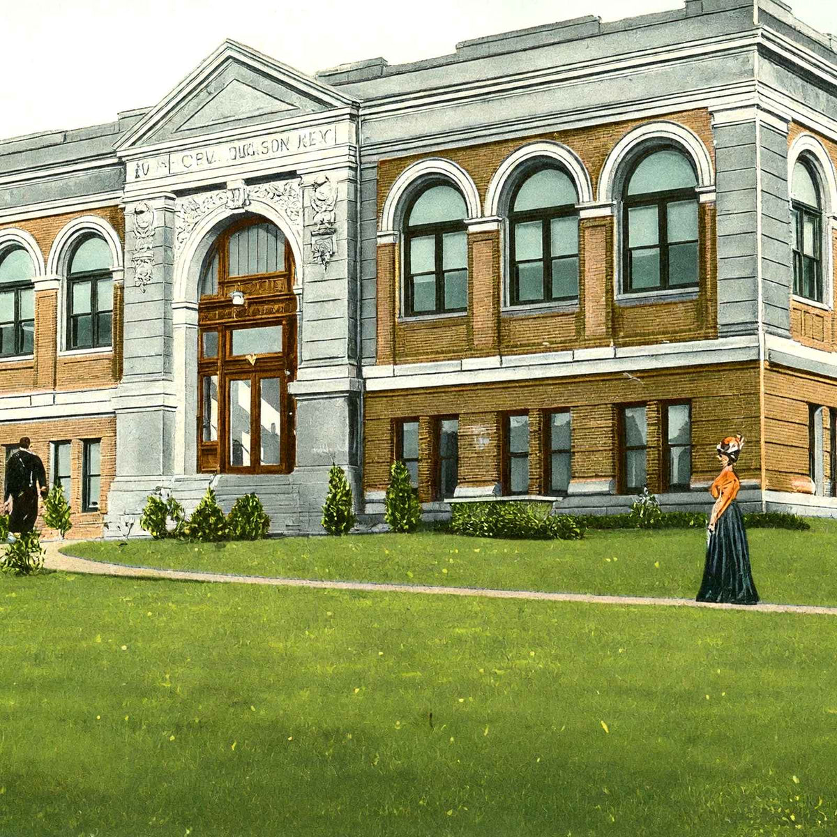 Public Library, Easton, PA in 1908 vintage print