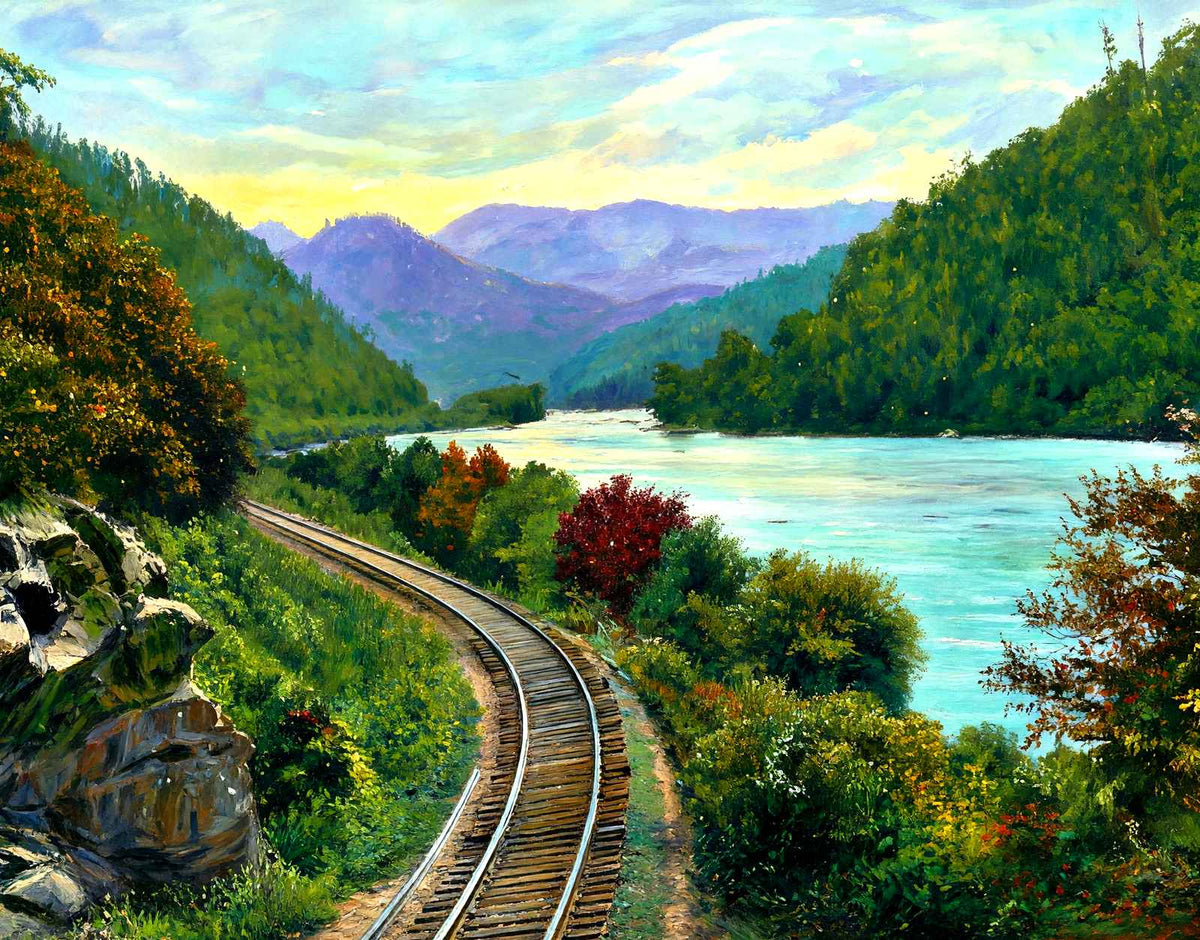 Indian Bluff, French Broad River, Asheville painting