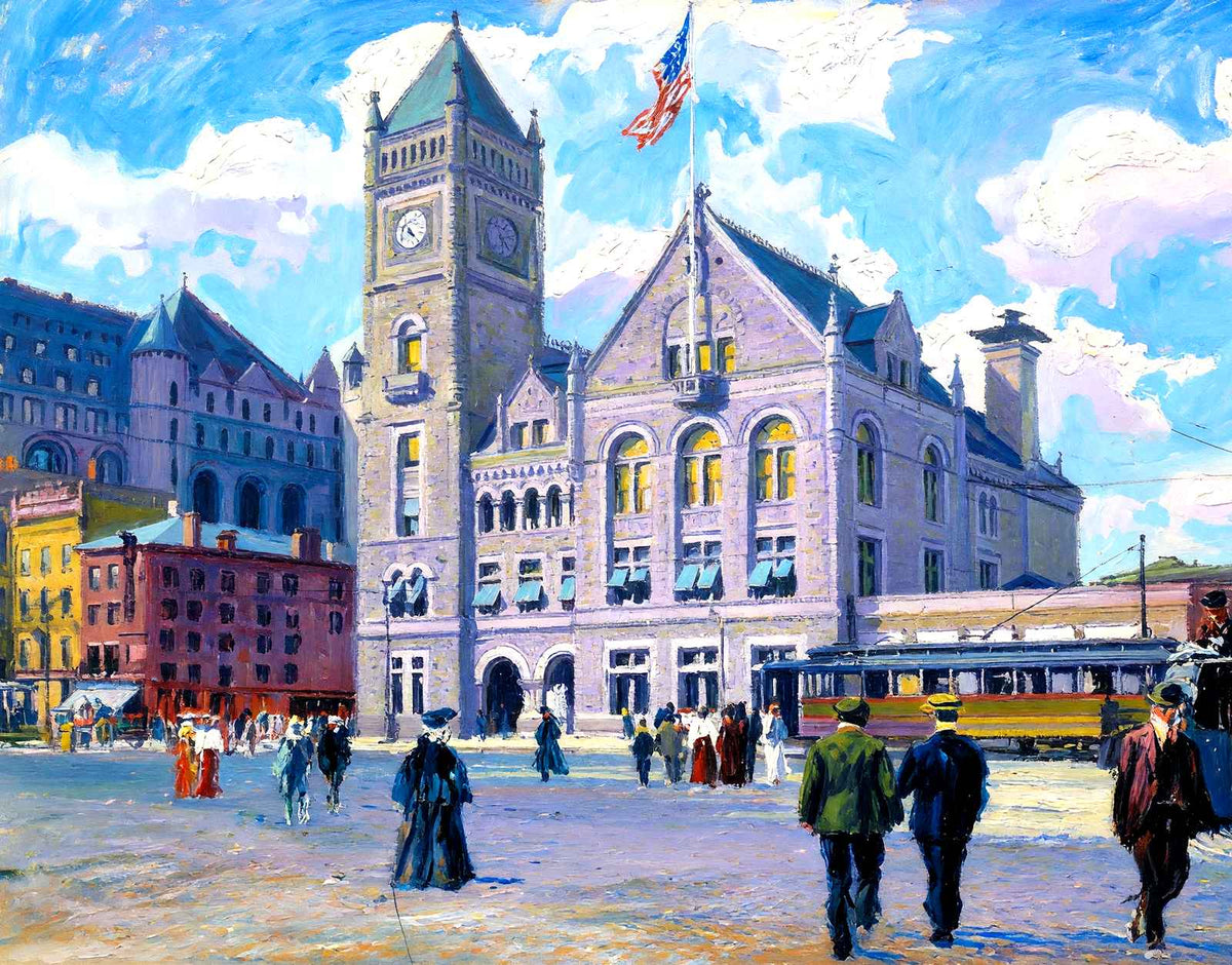 Post Office, Newark, NJ in 1905 art print