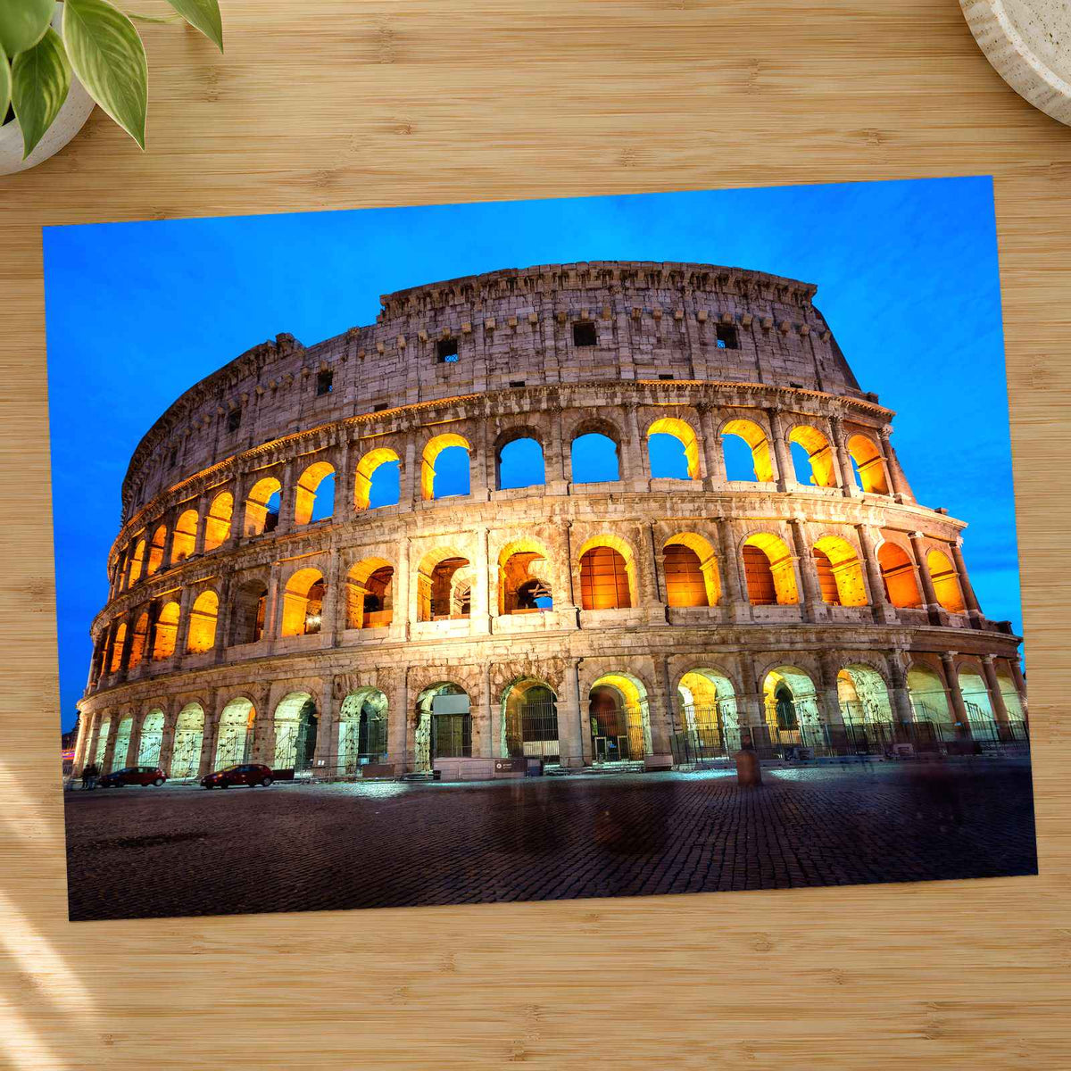 Colosseum Illuminated at Night in Rome Photo Print Wall Decor
