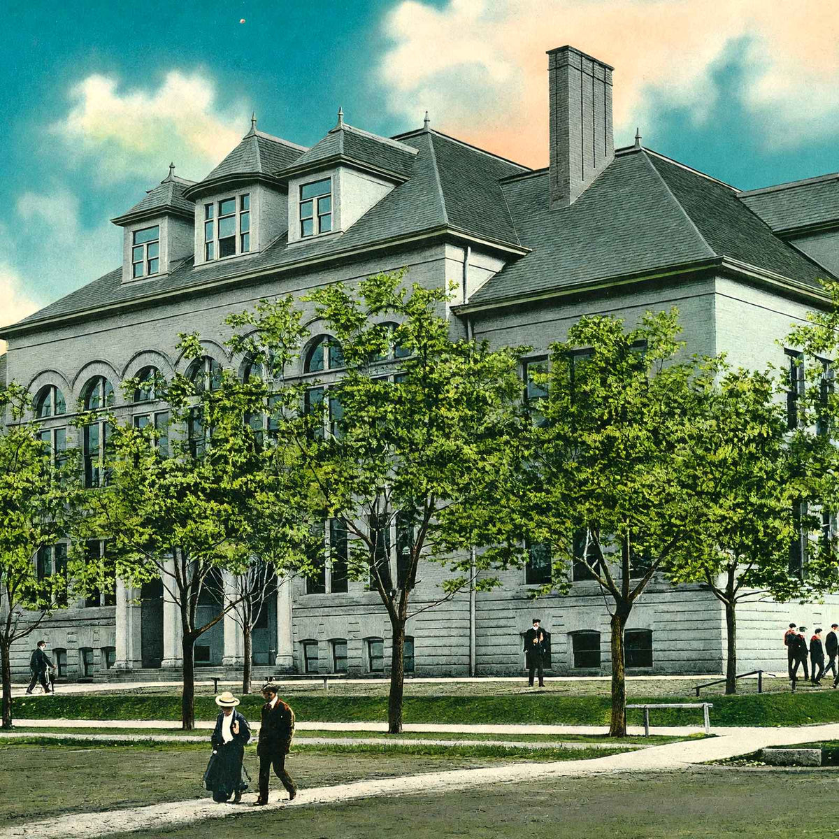 High School, Sheboygan, WI in 1907 vintage print