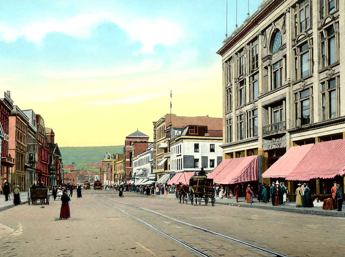Lackawanna Avenue, Scranton, PA in 1907 vintage print
