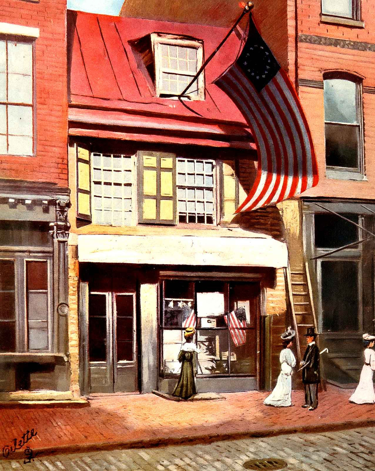 Betsy Ross House, Philadelphia PA in 1906 vintage print