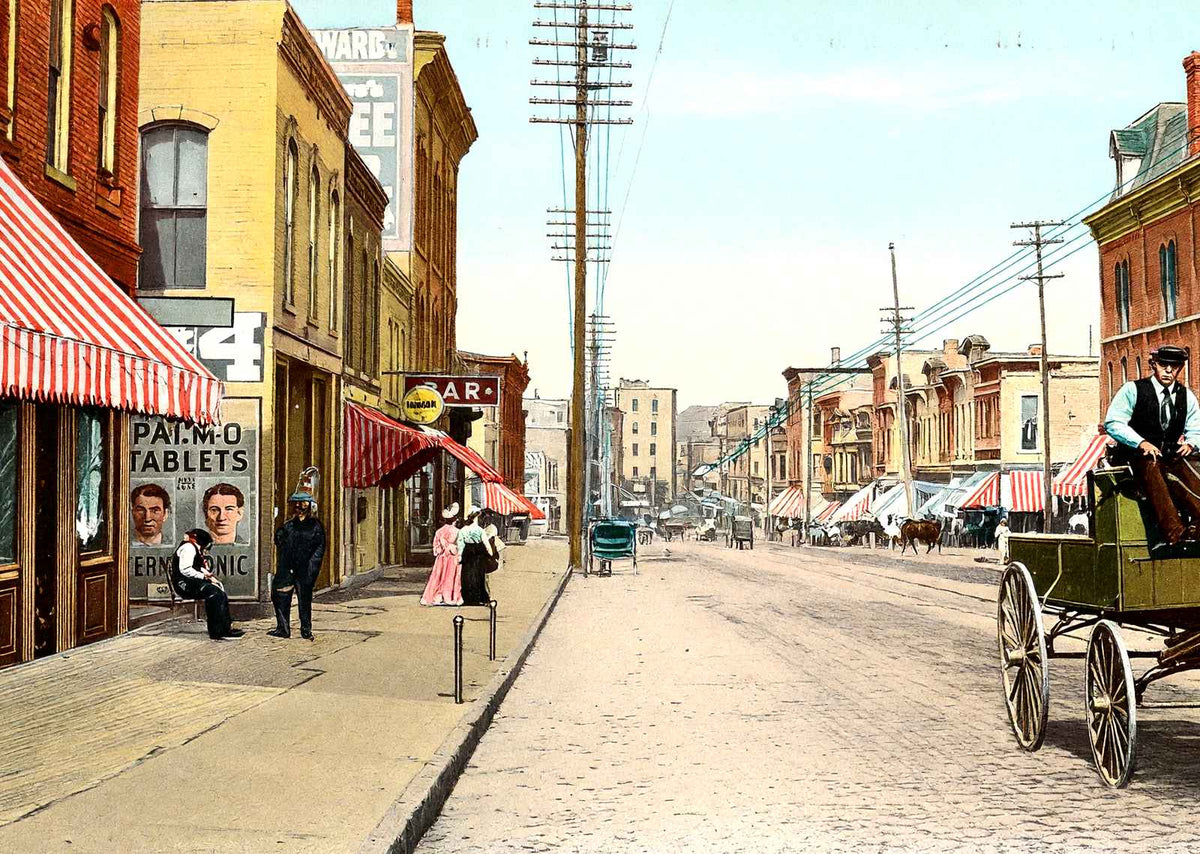 West Milwaukee St Near Jackson St, Janesville vintage print