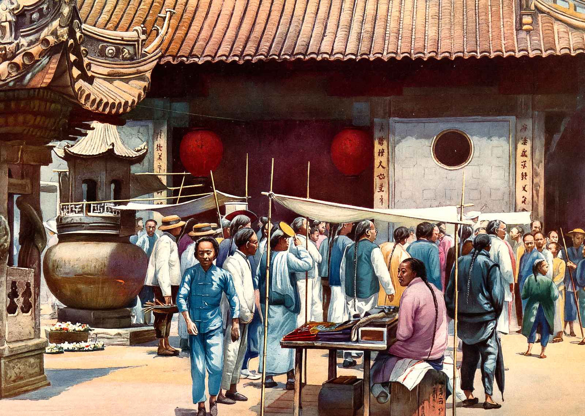 Buddhist Temple, Old City, Shanghai vintage print